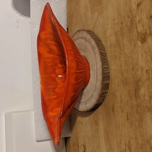 Vintage Cal Style 287 USA Pottery Orange Dish Vase Accent